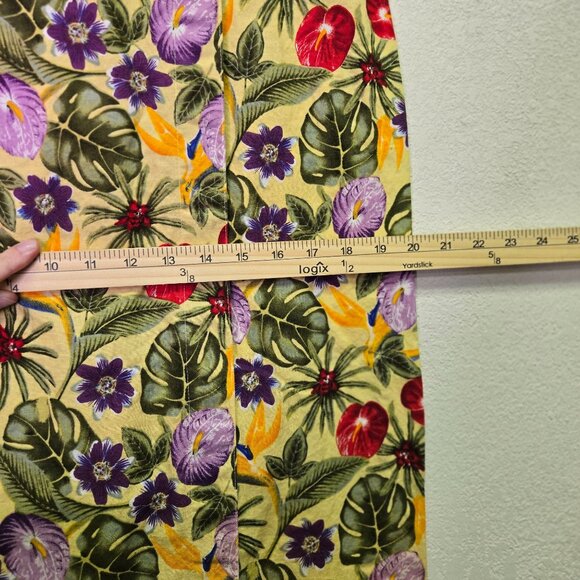 Vintage Tropical Floral Faux Wrap High-Waist Skirt Button & Zip Closure - Picture 9 of 13